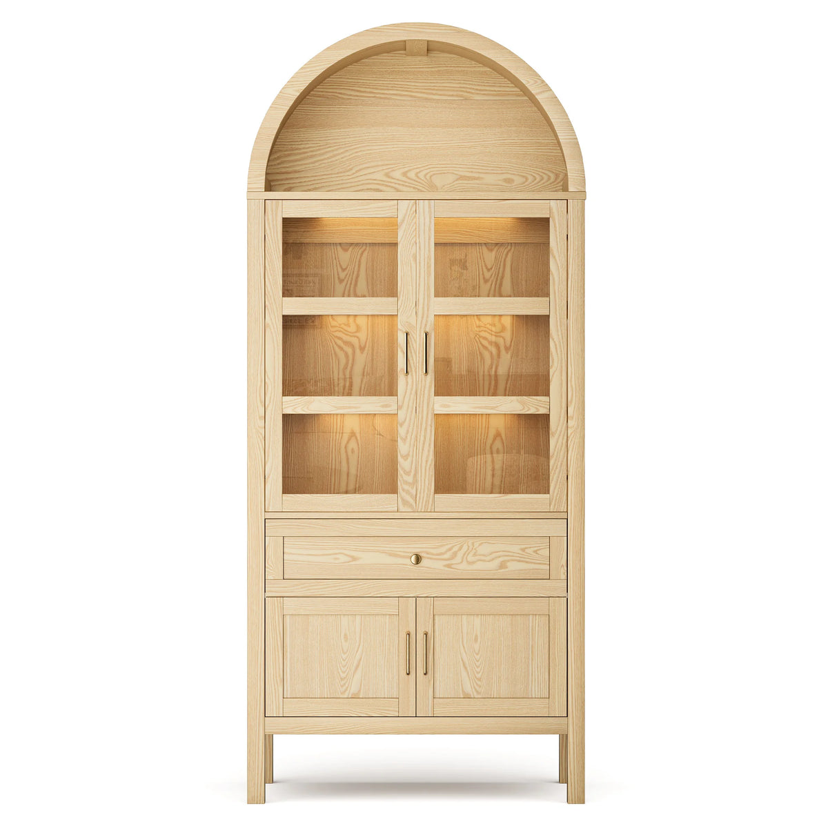 Cottinch Arched Storage Cabinet Adjustable Shelves Dimmable LED Lights
