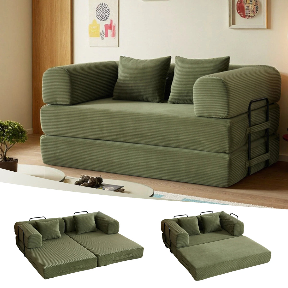 THOLASIS Convertible Cloud Floor Sofa Bed with Sponge Cushion