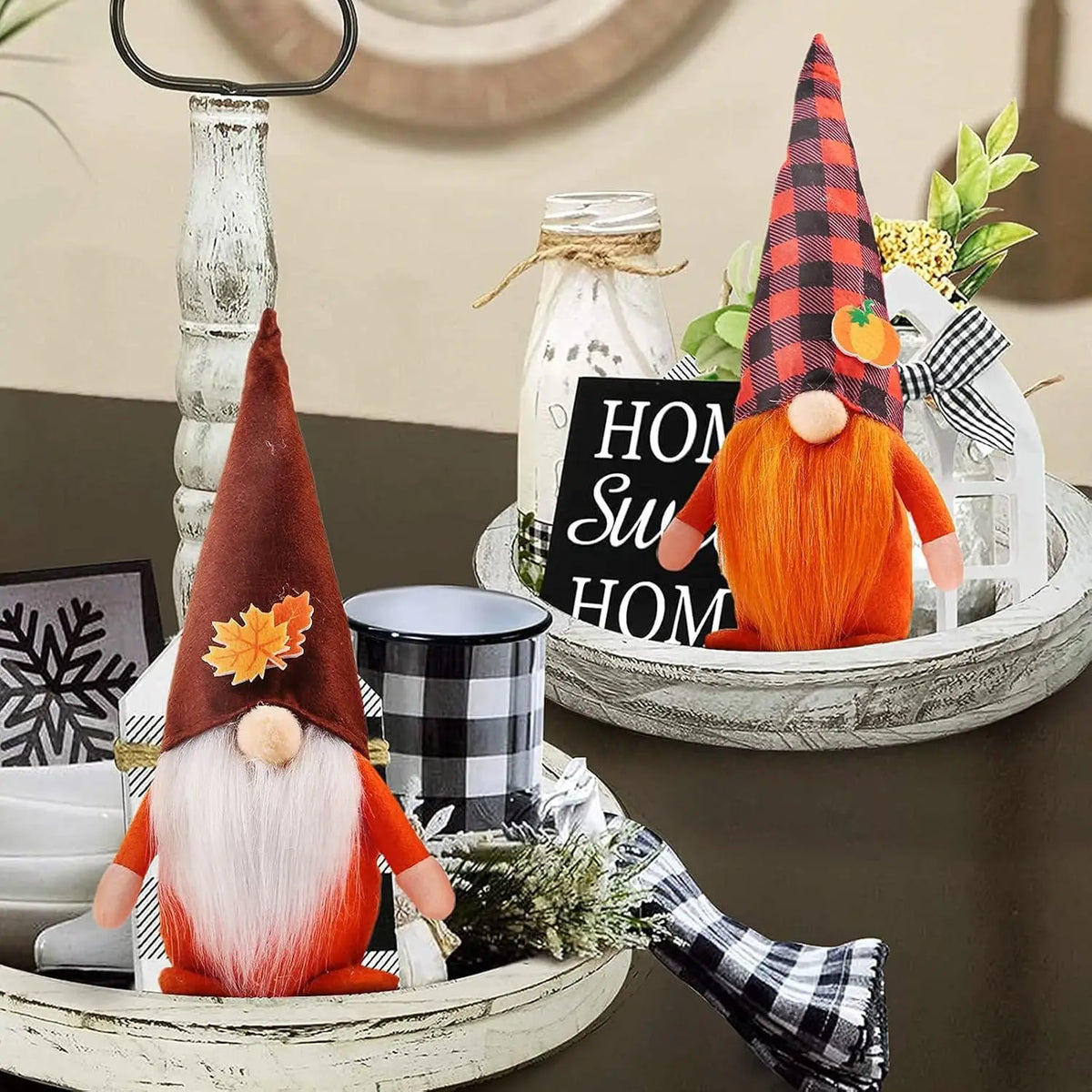 Harvest Thanksgiving Gnome Plush Figurine Set For Autumn Home Decor