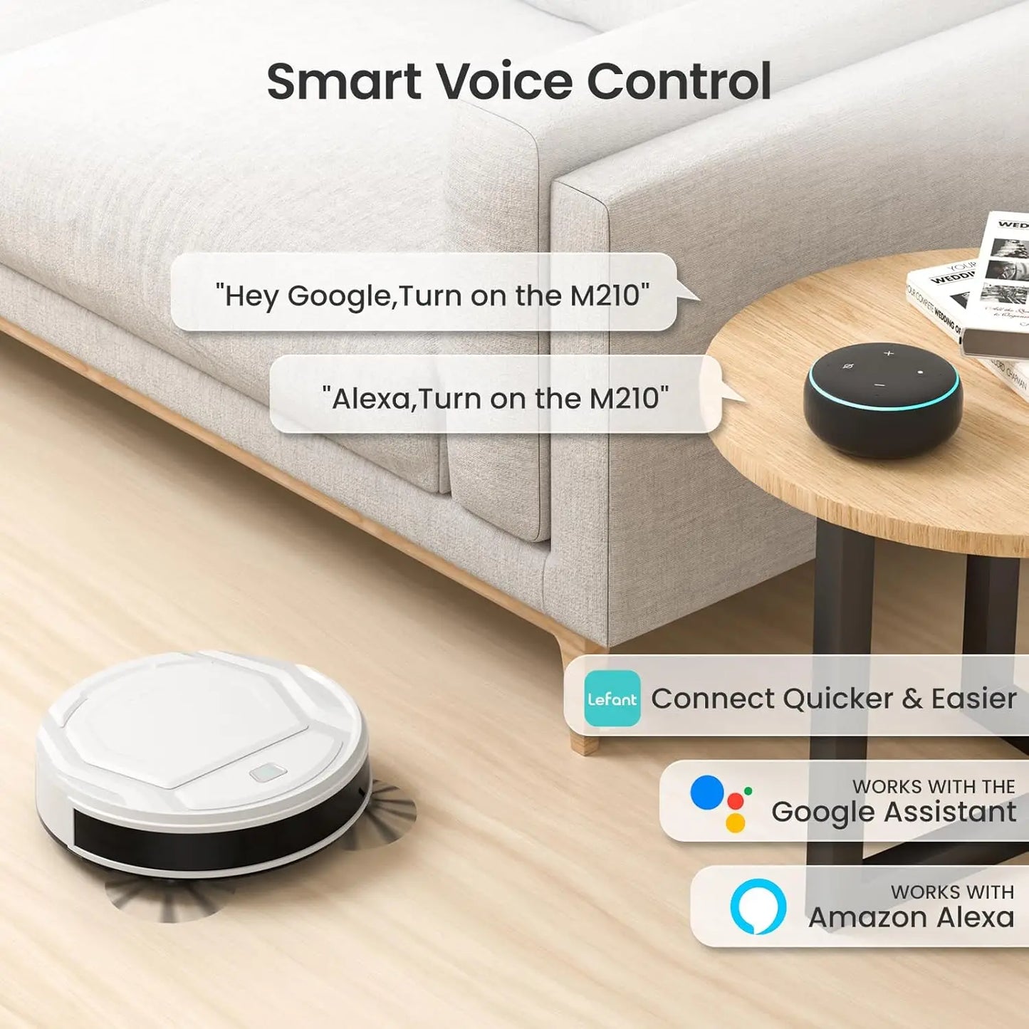 XMSJ Robot Vacuum Cleaner With Strong Suction 120 Minutes Runtime