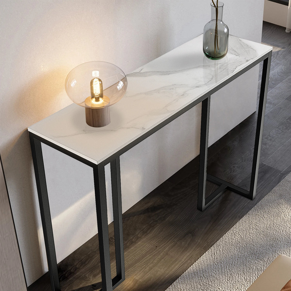 Modern Marble Console Table With Metal Frame For Entryway