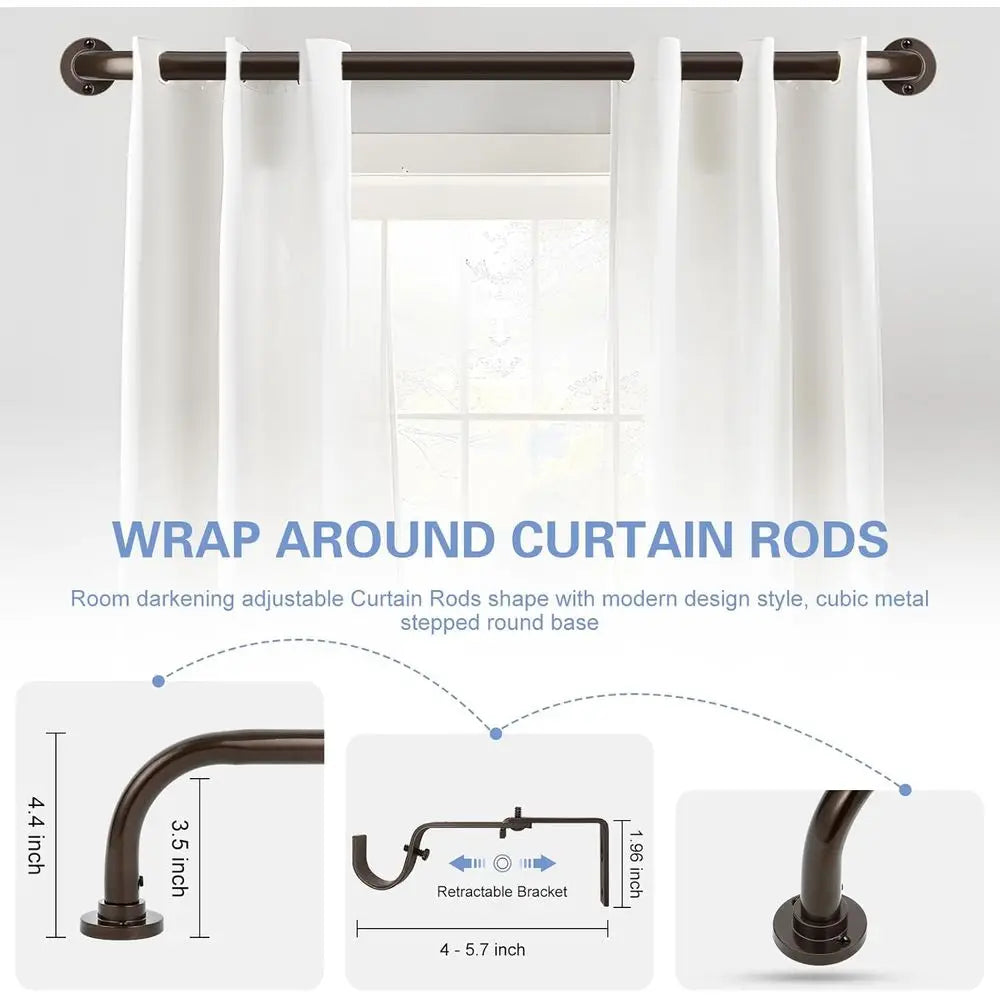 Heavy Duty Adjustable Wrap Around Curtain Rod For Windows