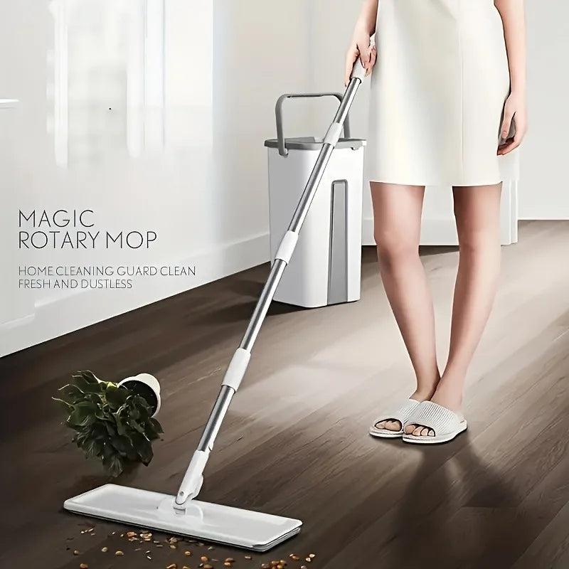 ATMDOG Hands Free Flat Mop Bucket Set For Wet Floors