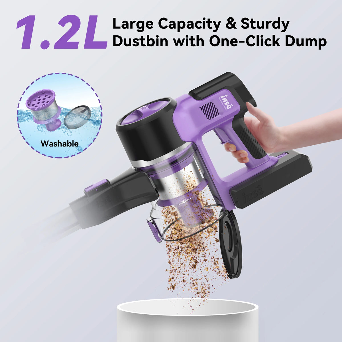 INSE S10 Cordless Stick Vacuum Cleaner With Powerful Suction