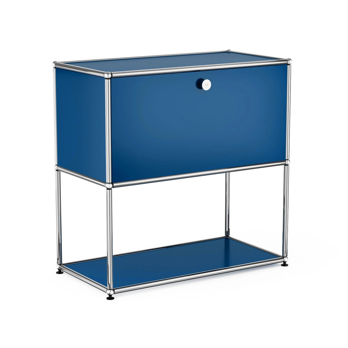 Modern Modular Metal Nightstand With Two Tier Open Storage Cabinet