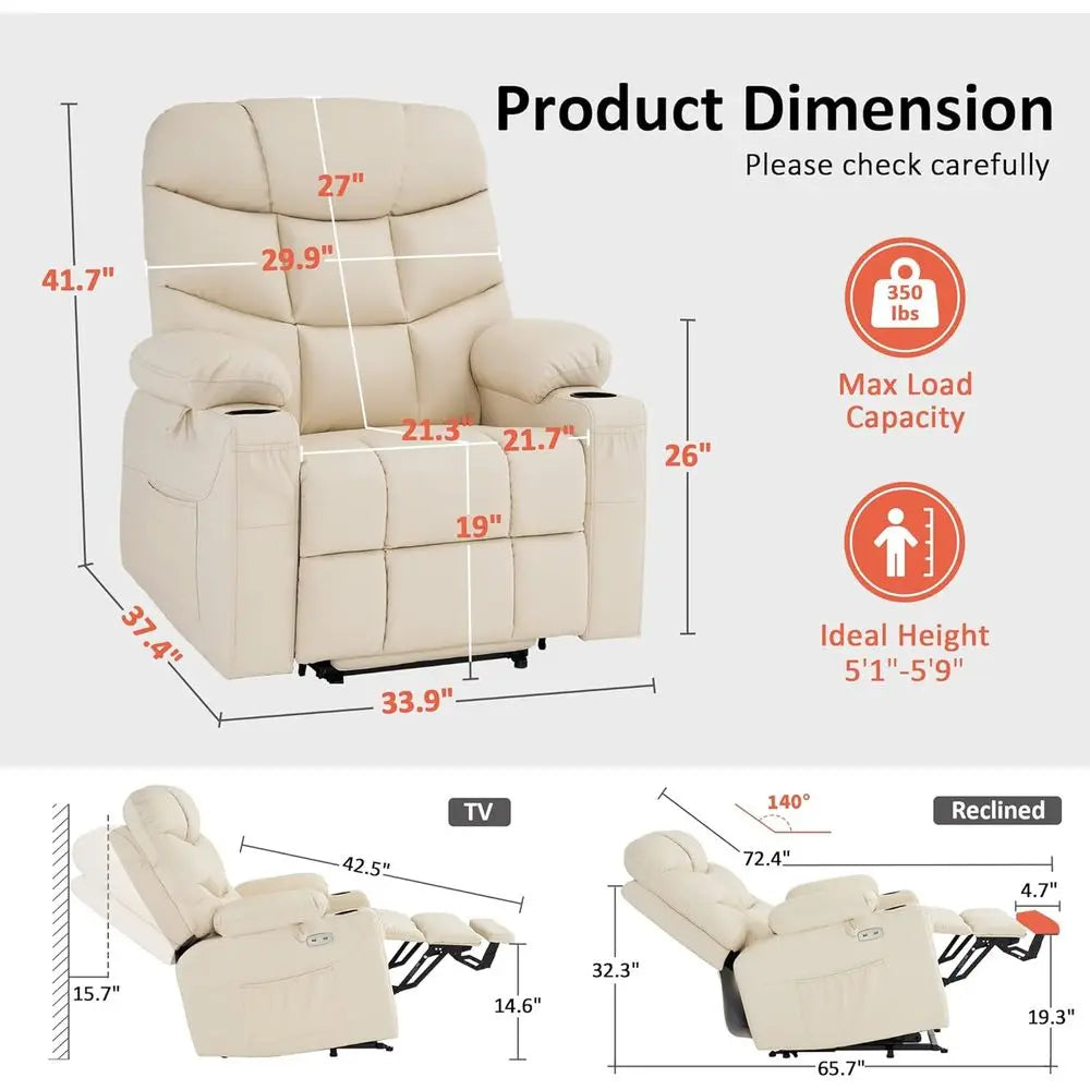 Power Lift Recliner For Elderly With USB Charging Ports