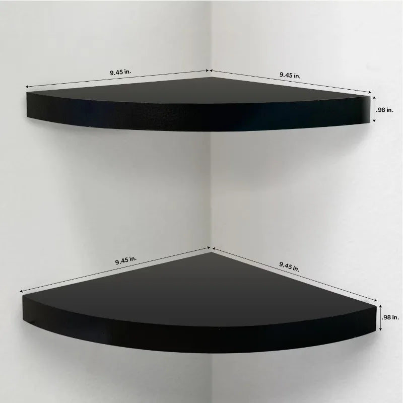 Wood Round Corner Floating Shelves Set Of 2 For Wall Decor