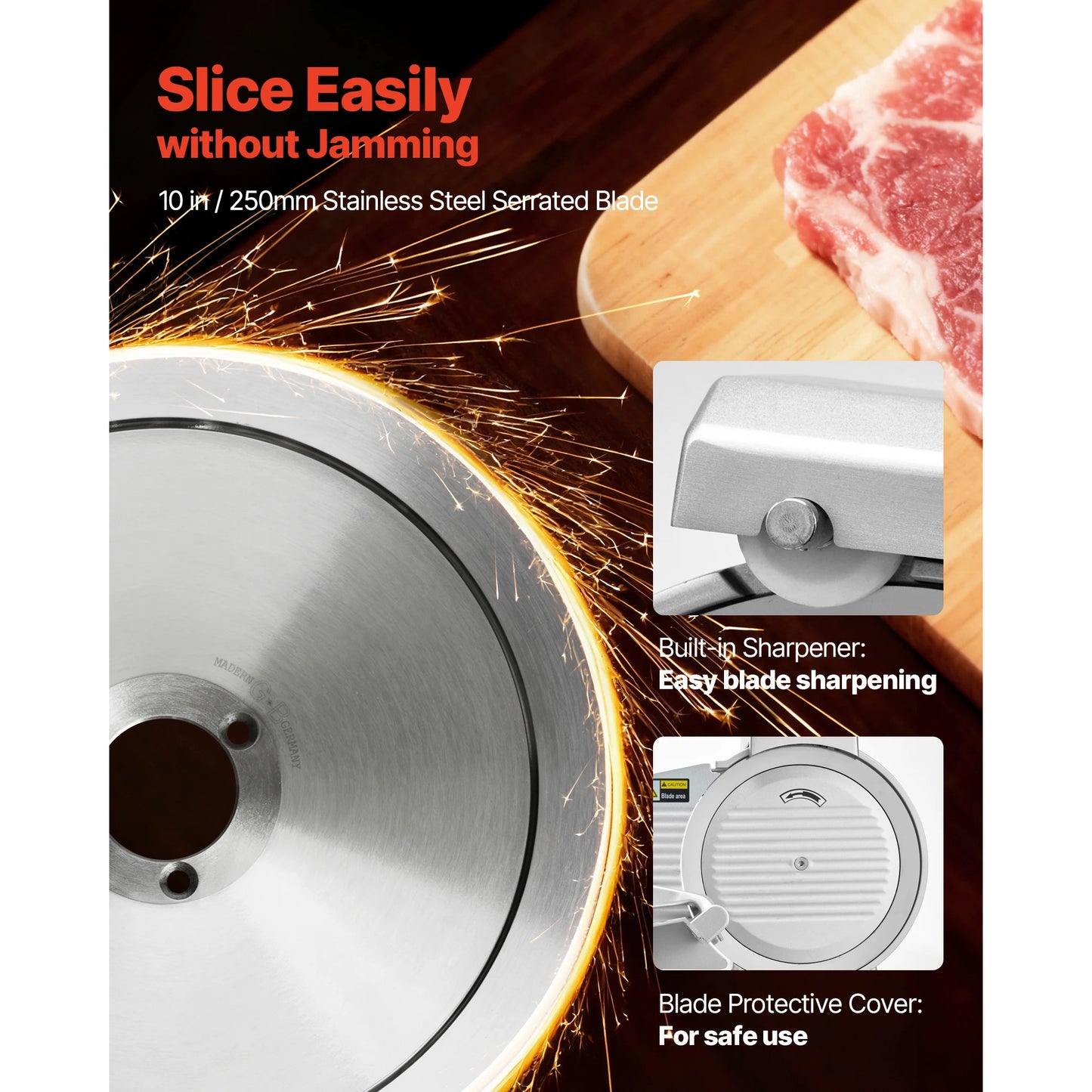 Commercial Meat Slicer 320W SUS420 Blade Adjustable 0 To 10mm