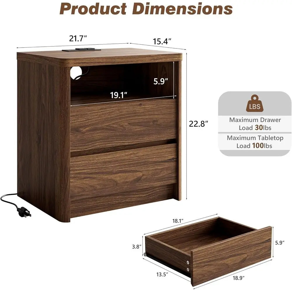 3 Piece Bedroom Set 7-Drawer Dresser And Nightstands USB Type-C