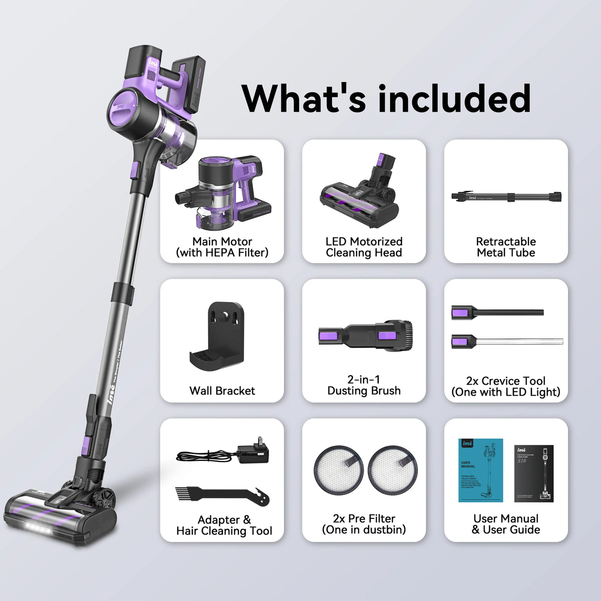 INSE S10 Cordless Stick Vacuum Cleaner With Powerful Suction