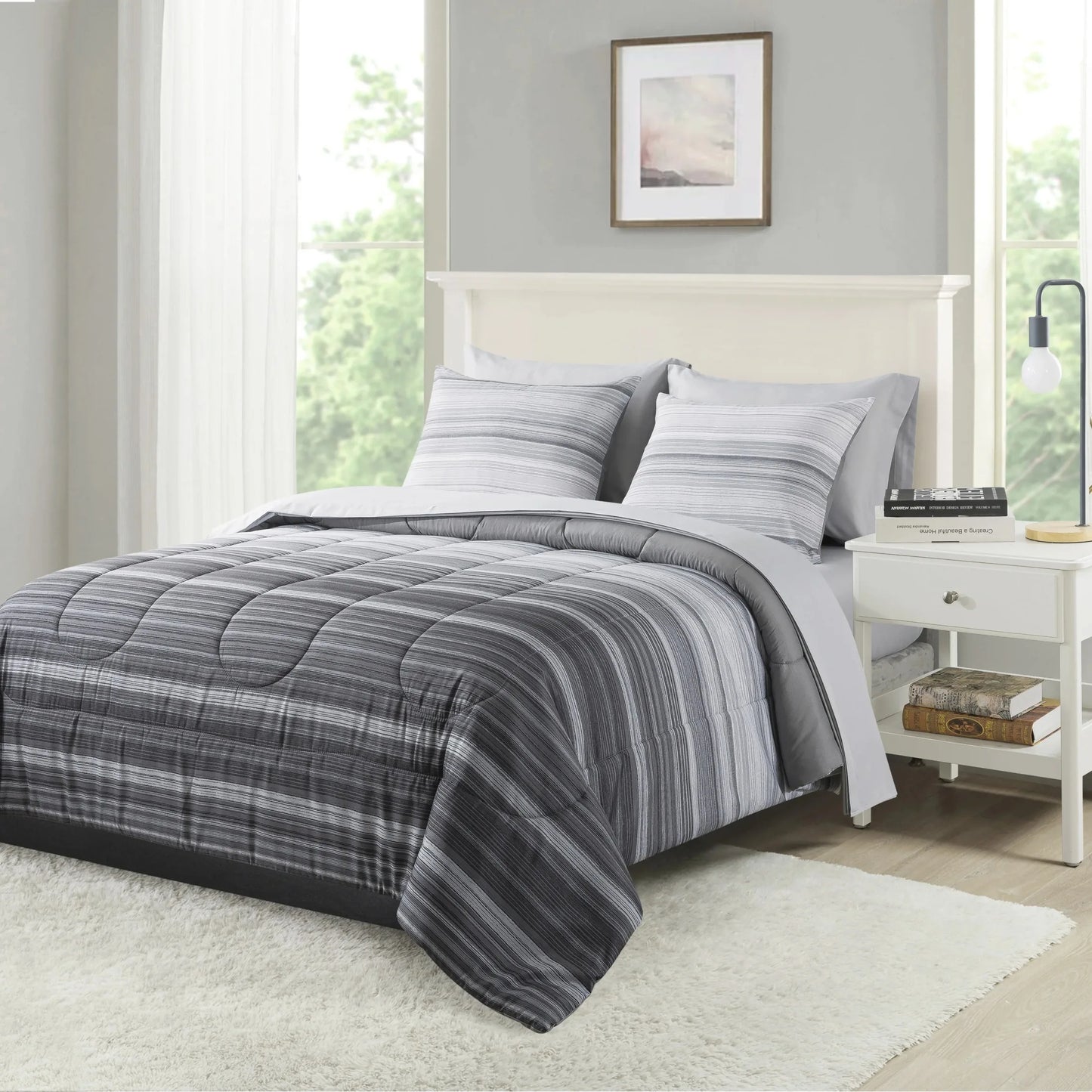 7-Piece Reversible Bed In A Bag Comforter Set With Sheets