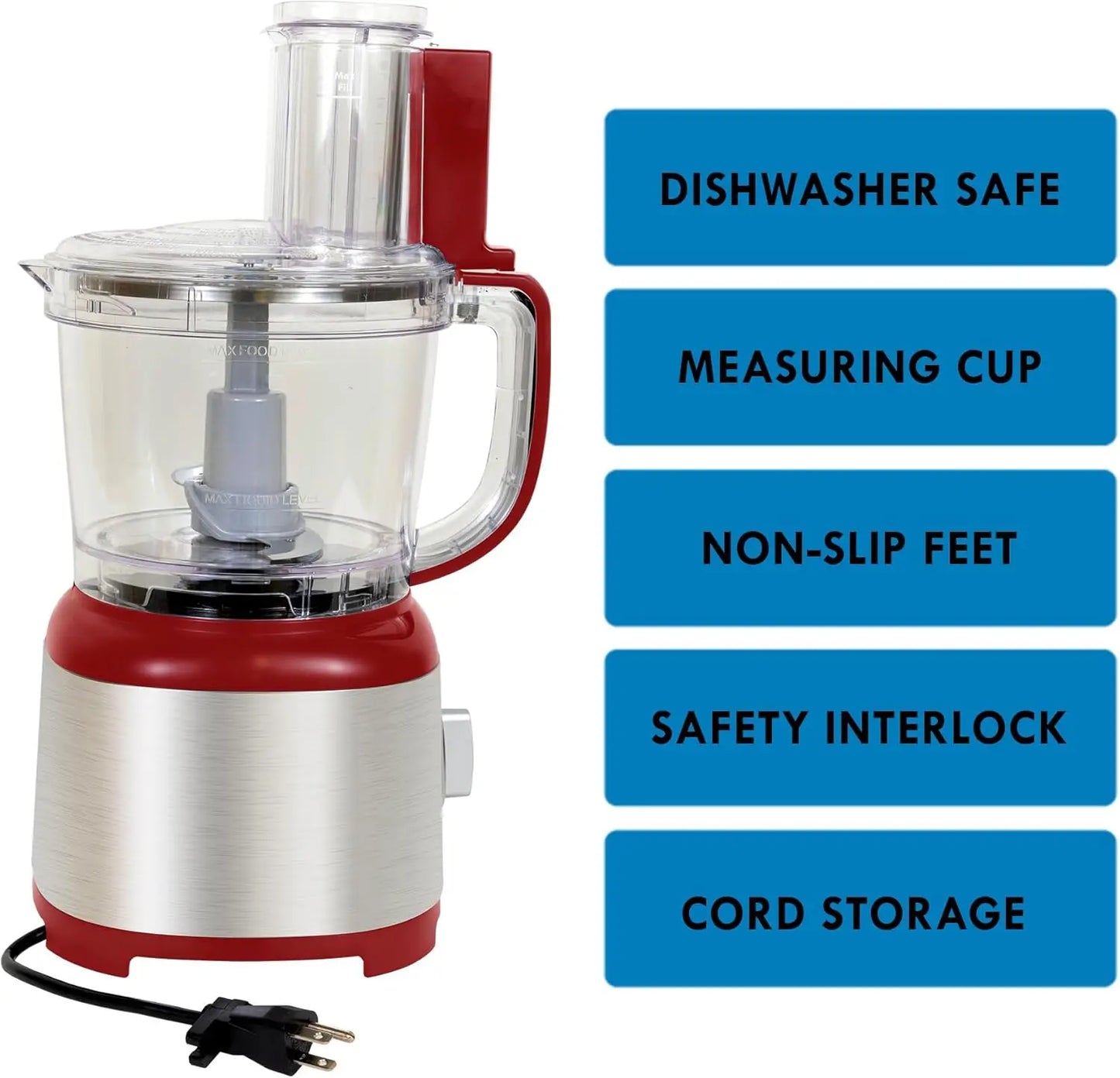 XMSJ Food Processor and Vegetable Chopper with Reversible Slicing Disc
