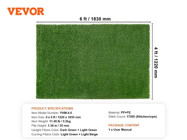 Artificial Grass Rug Outdoor Turf Mat With Drainage Holes