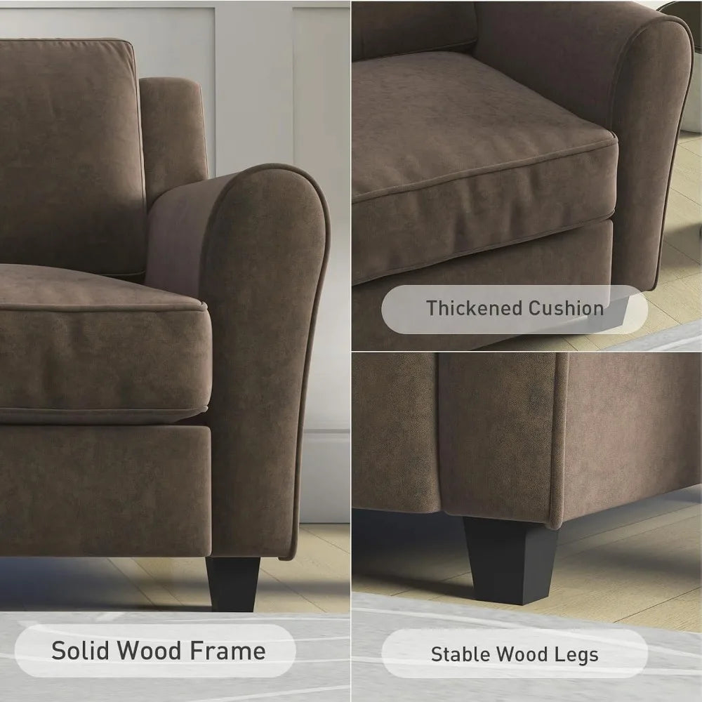 Modern Loveseat Sofa For Living Room With Thick Cushions