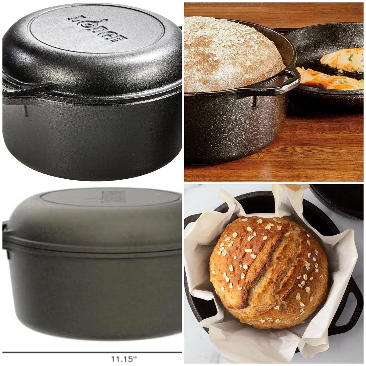 YTYIN Enameled Cast Iron Double Dutch Oven Kitchen Cookware
