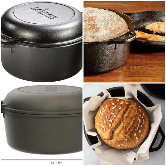 YTYIN Enameled Cast Iron Double Dutch Oven Kitchen Cookware