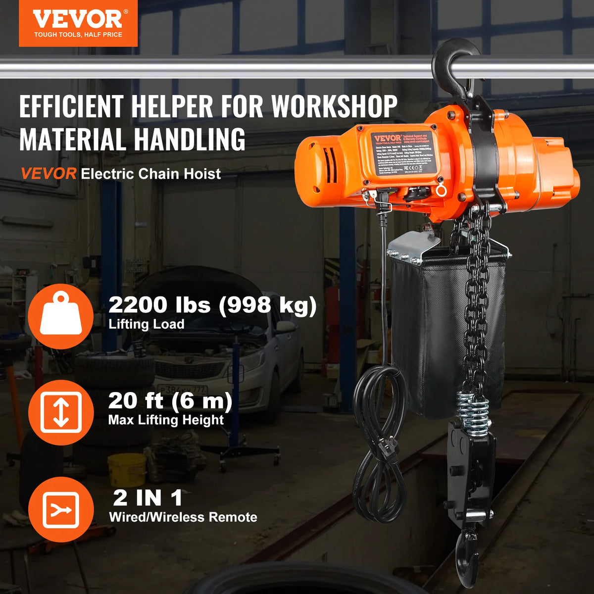 SucceBuy Electric Chain Hoist With Wireless And Wired Controls