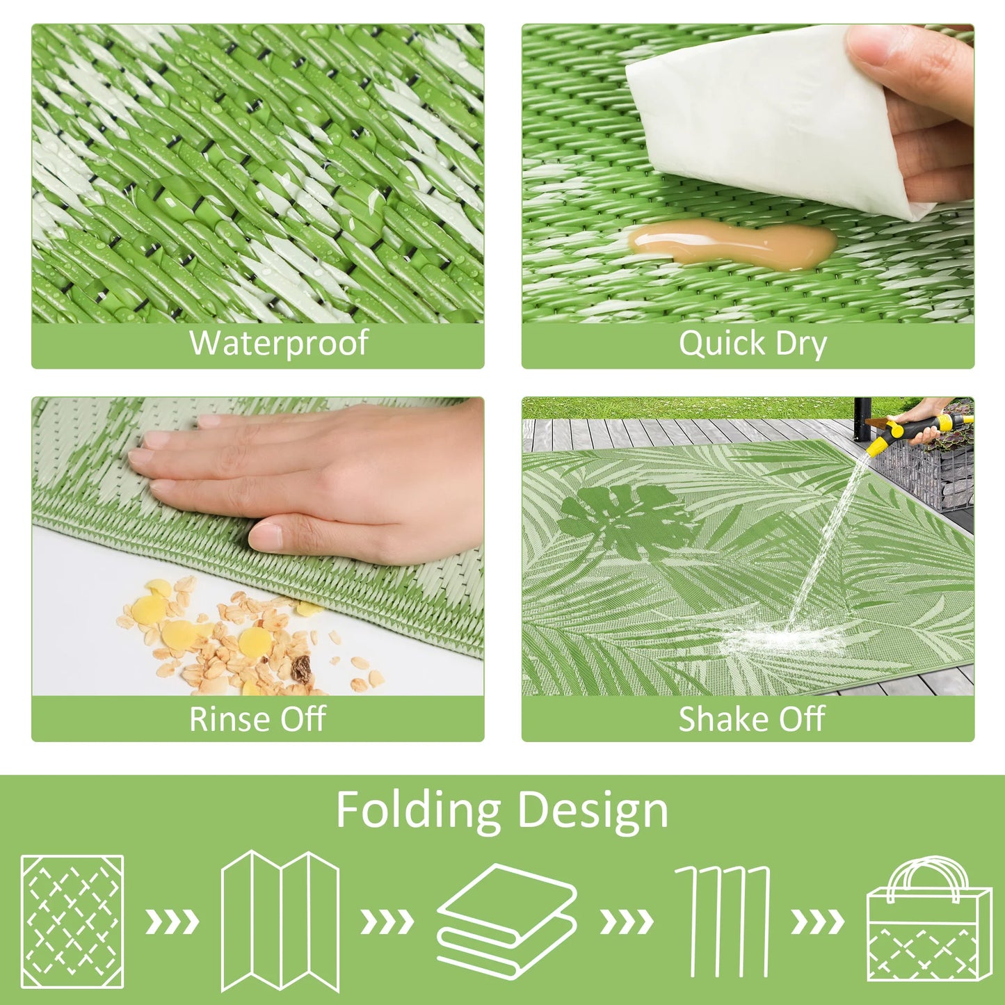 Outdoor Rug Waterproof Recycled Plastic Straw Rug For Patio