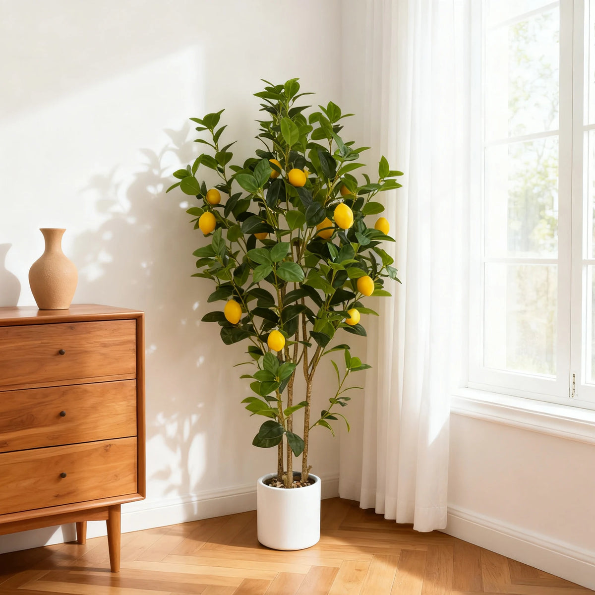 Realistic Artificial Lemon Tree For Indoor Home Office Decor