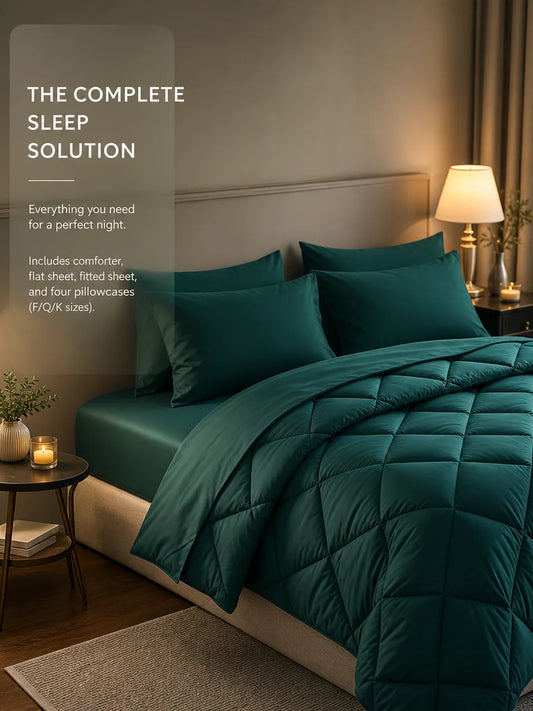EasYum Brushed Polyester Quilted Bedding Set With Sheets