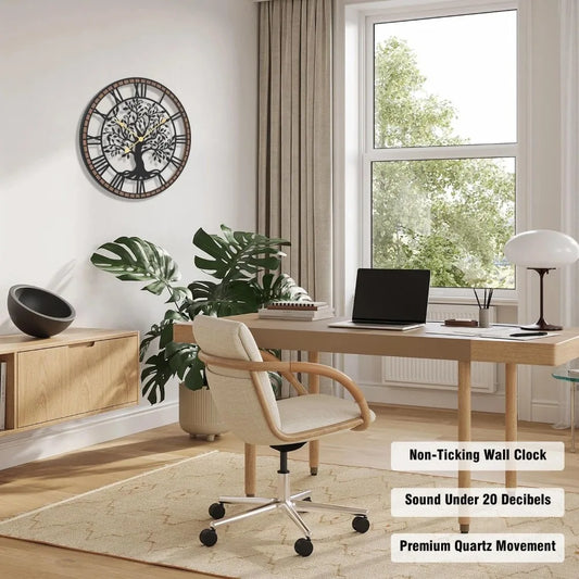 Farmhouse Tree Of Life Rustic Wall Clock With Wood Frame Battery Included