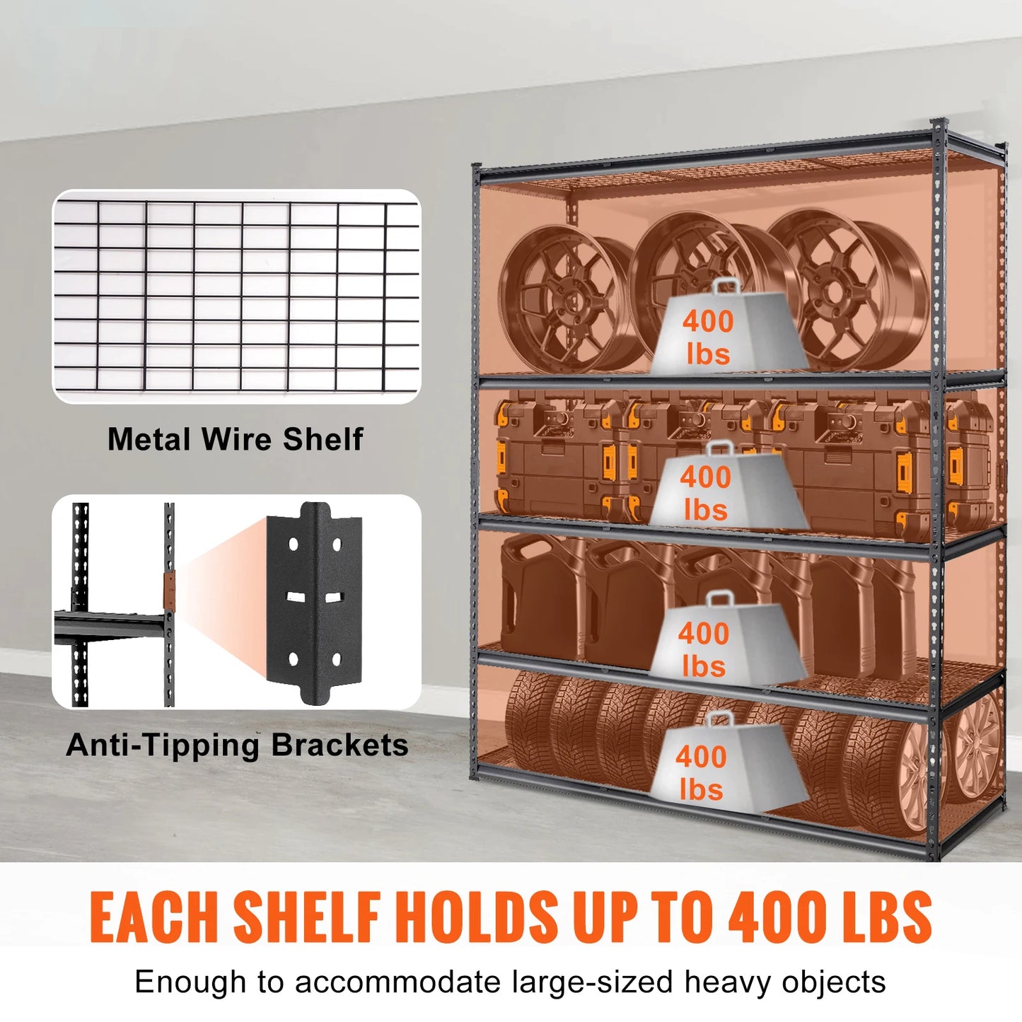 SucceBuy 5-Tier Adjustable Heavy Duty Garage Storage Shelving Unit