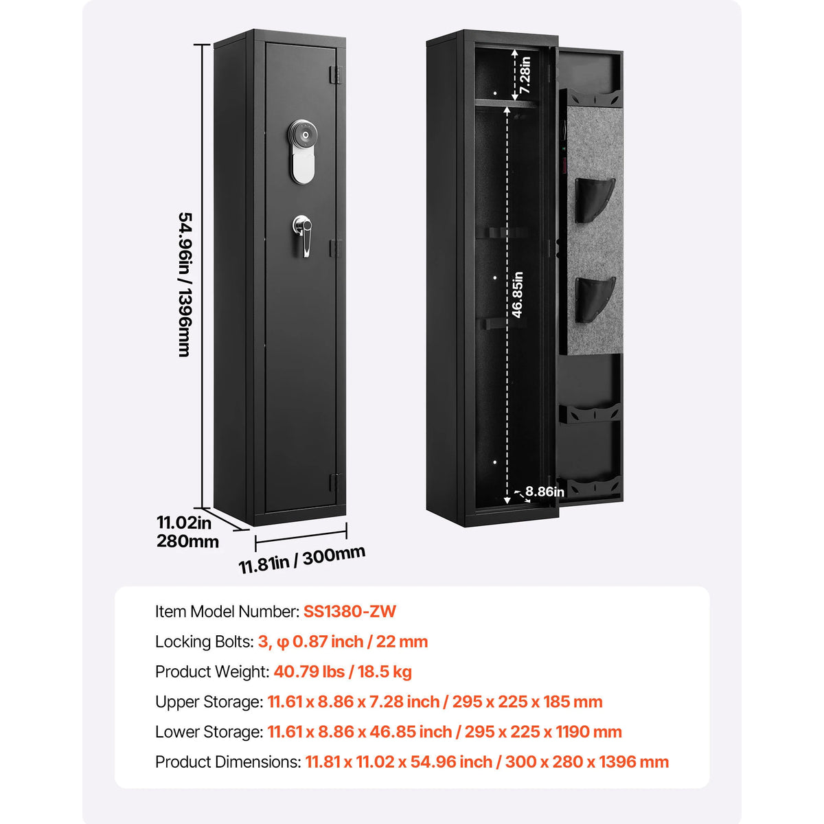 SucceBuy Steel Gun Safe With Keypad Adjustable Rifle Racks