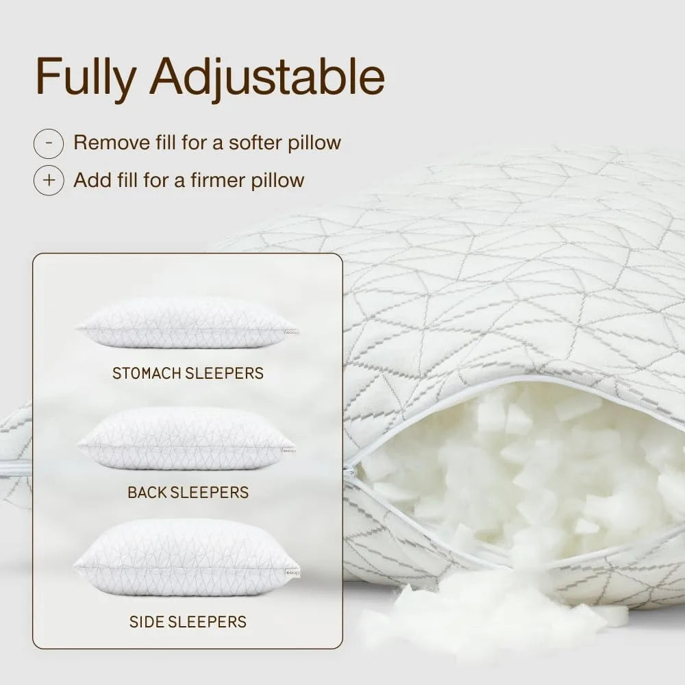 Adjustable Memory Foam Pillow With Cross Cut Fill For Sleep