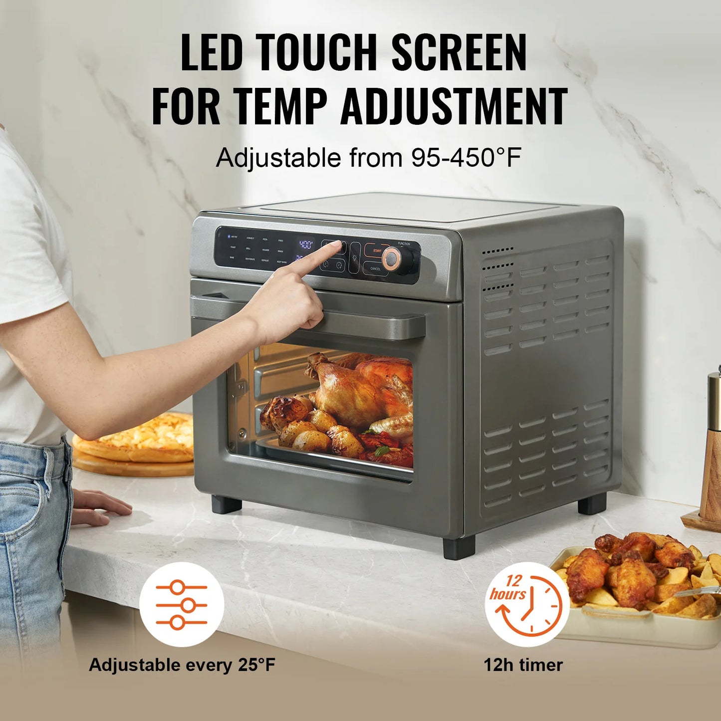 SucceBuy Air Fryer Toaster Oven Convection Oven 1700W Stainless Steel