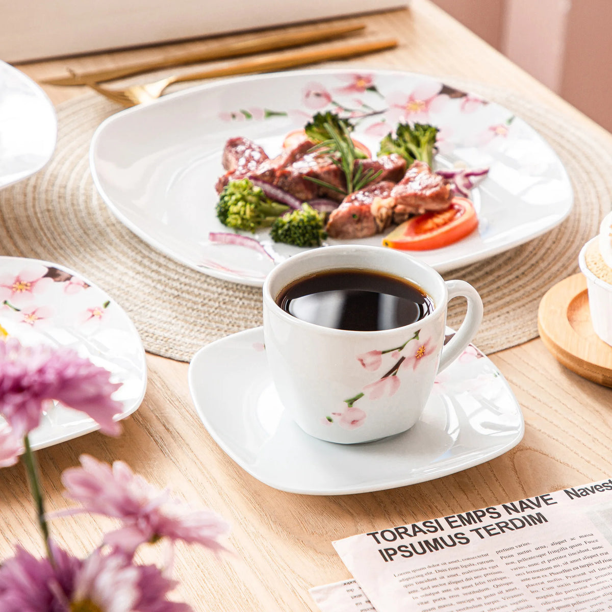 Malacasa Porcelain Ceramic Dinnerware Set With Plates And Saucers