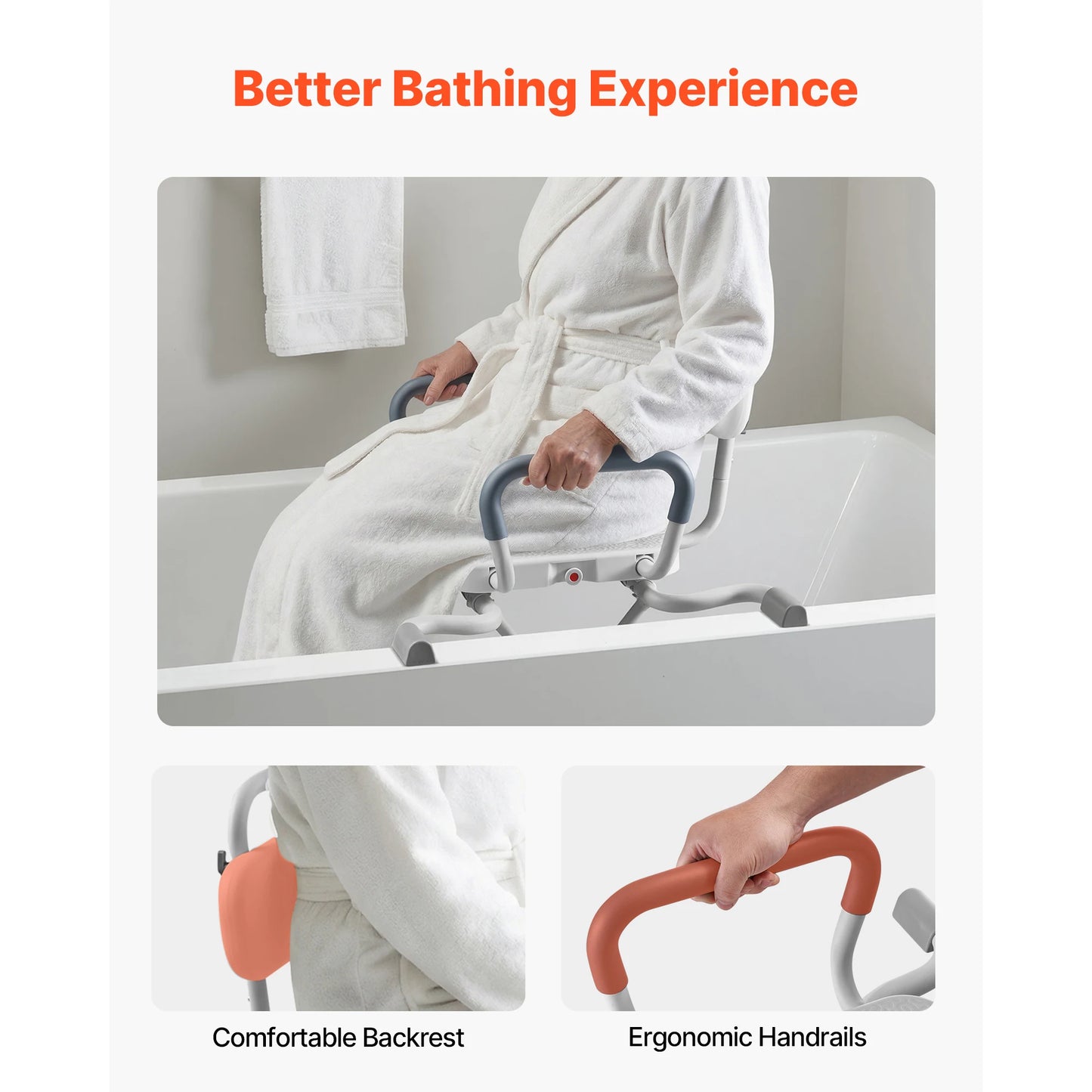 SucceBuy Swivel Shower Chair With Arms And Back For Bathroom