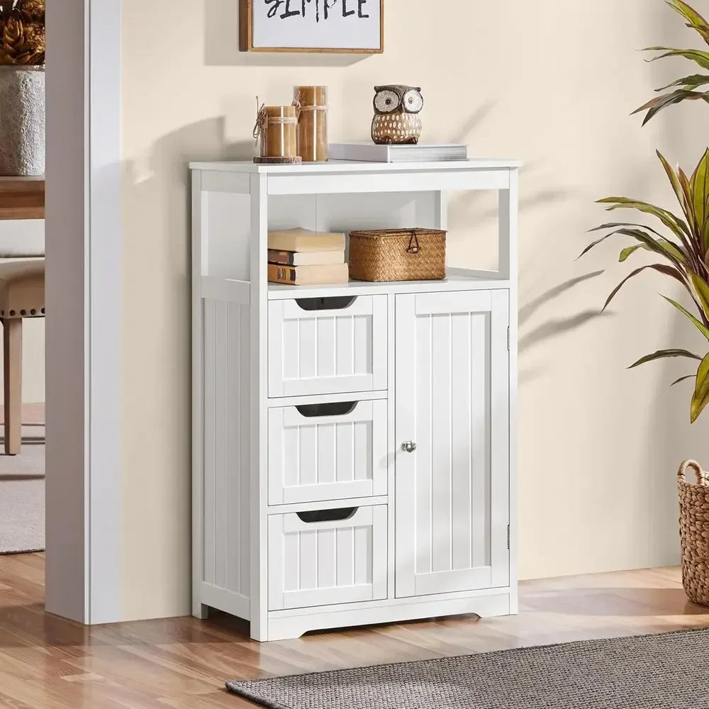 Bathroom Floor Cabinet Wooden Storage Organizer With One Door Shelves