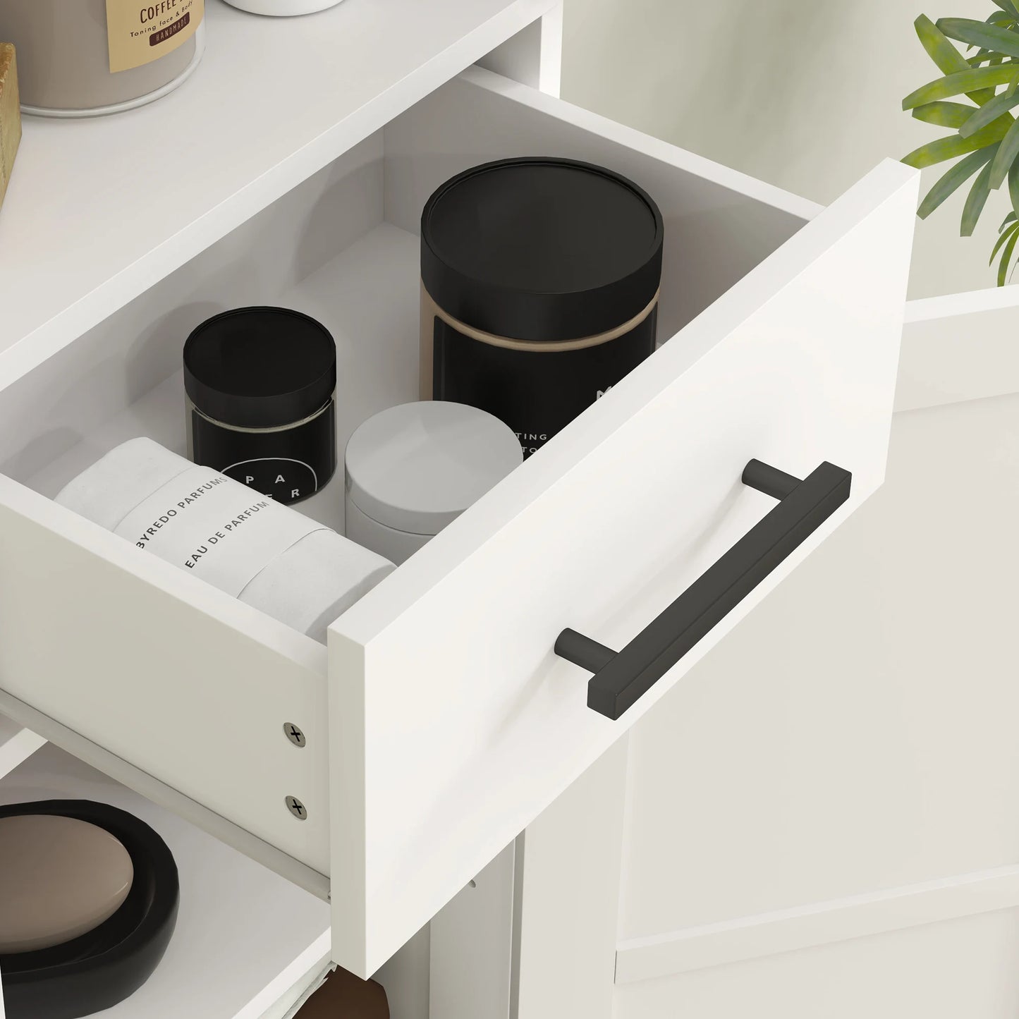 HOMCOM Farmhouse Narrow Bathroom Cabinet With Drawer And Barn Doors