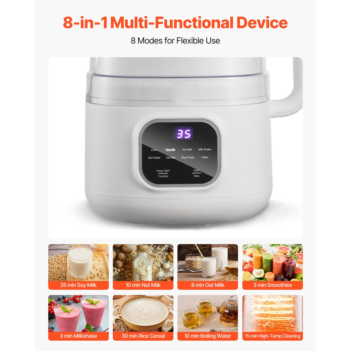 SucceBuy 8-in-1 Nut Milk Maker for Homemade Plant-Based Beverages