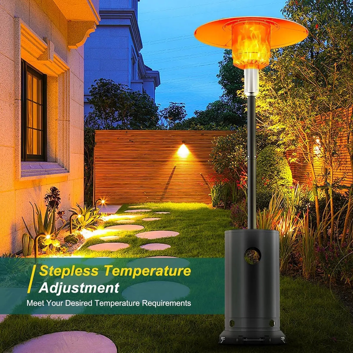 Studyset Adjustable Stainless Steel Outdoor Patio Gas Heater