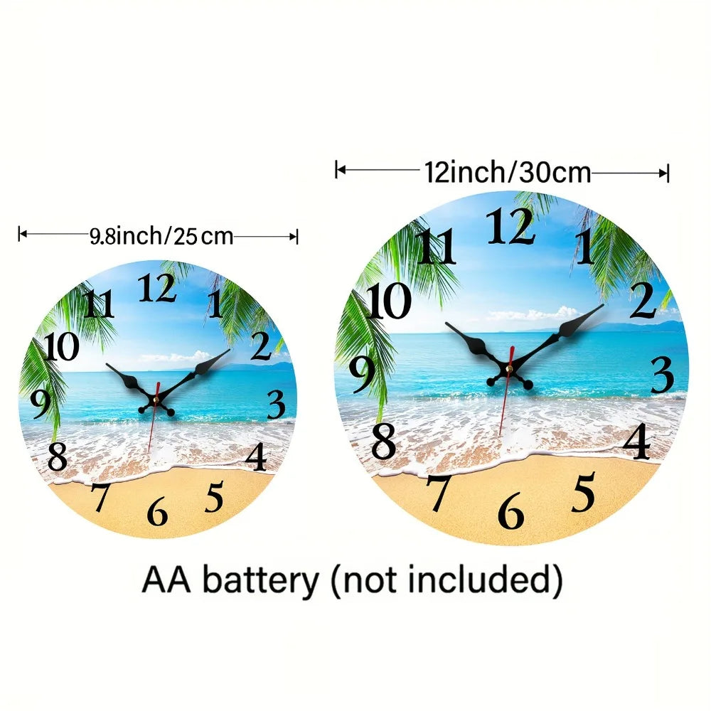 Wooden Round Wall Clock Silent Decorative Timepiece For Living Room