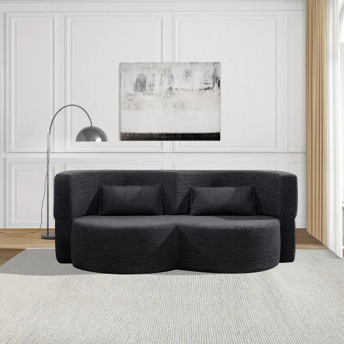 Folding Sofa Bed Futon With Bear Fabric Sleeper Living Room