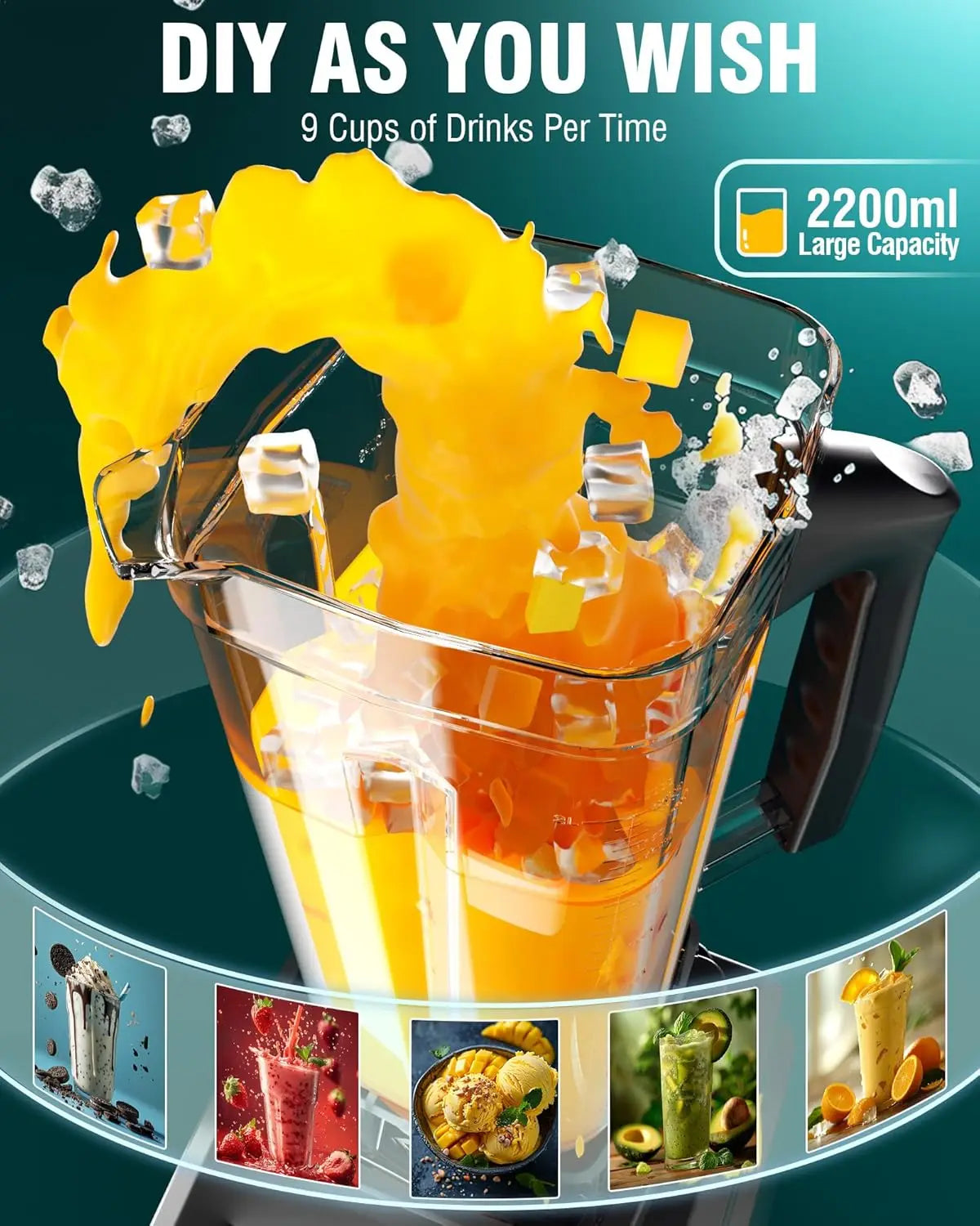WantJoin Professional Blender 1800W High Power For Home And Commercial
