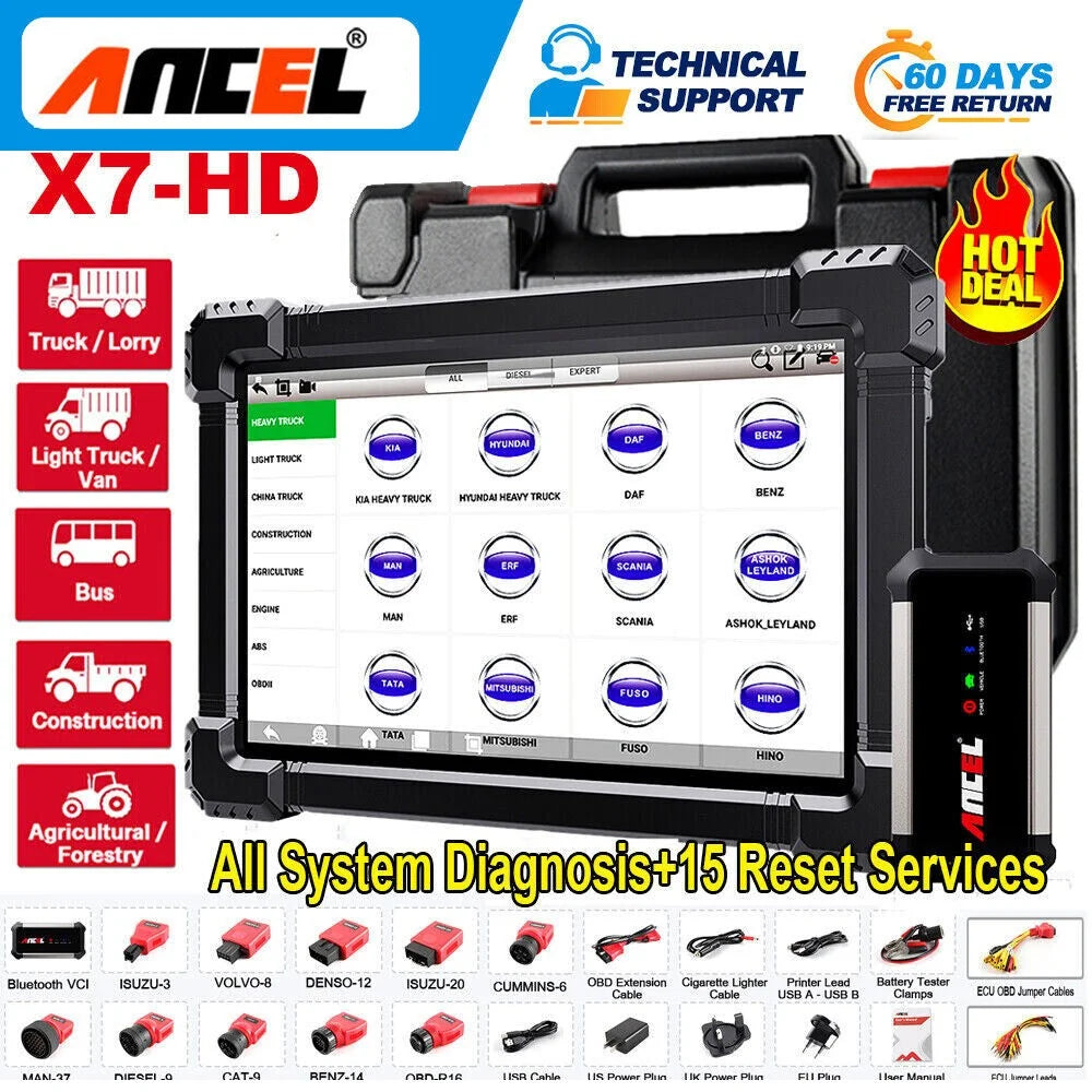 Ancel X7 HD Diesel Truck Diagnostic Scanner With ECU Coding