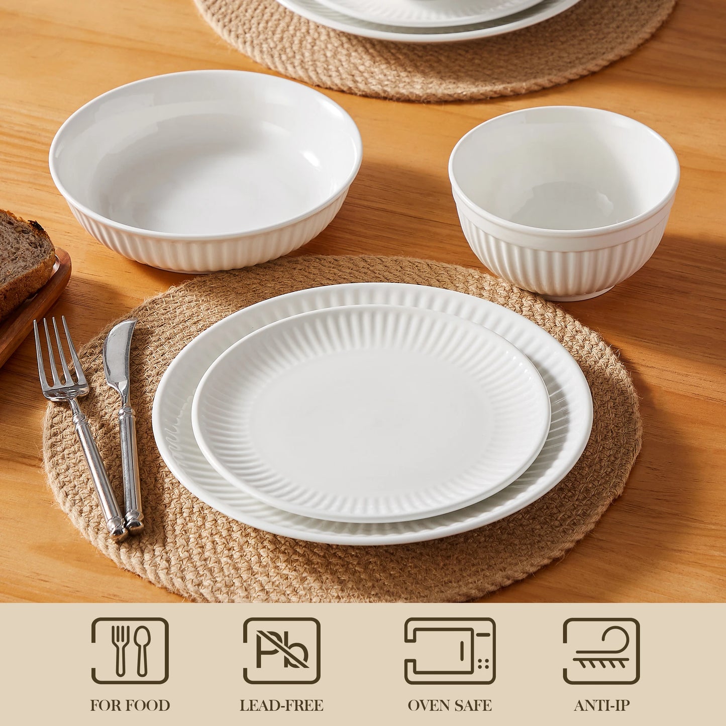 Malacasa Leila Ceramic Dinnerware Plate And Bowl Set