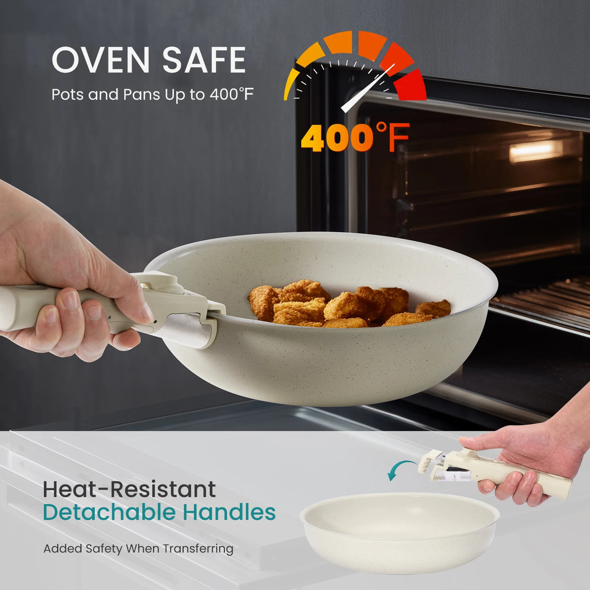 Nonstick Pots And Pans Set With Detachable Handles For Induction Cooking