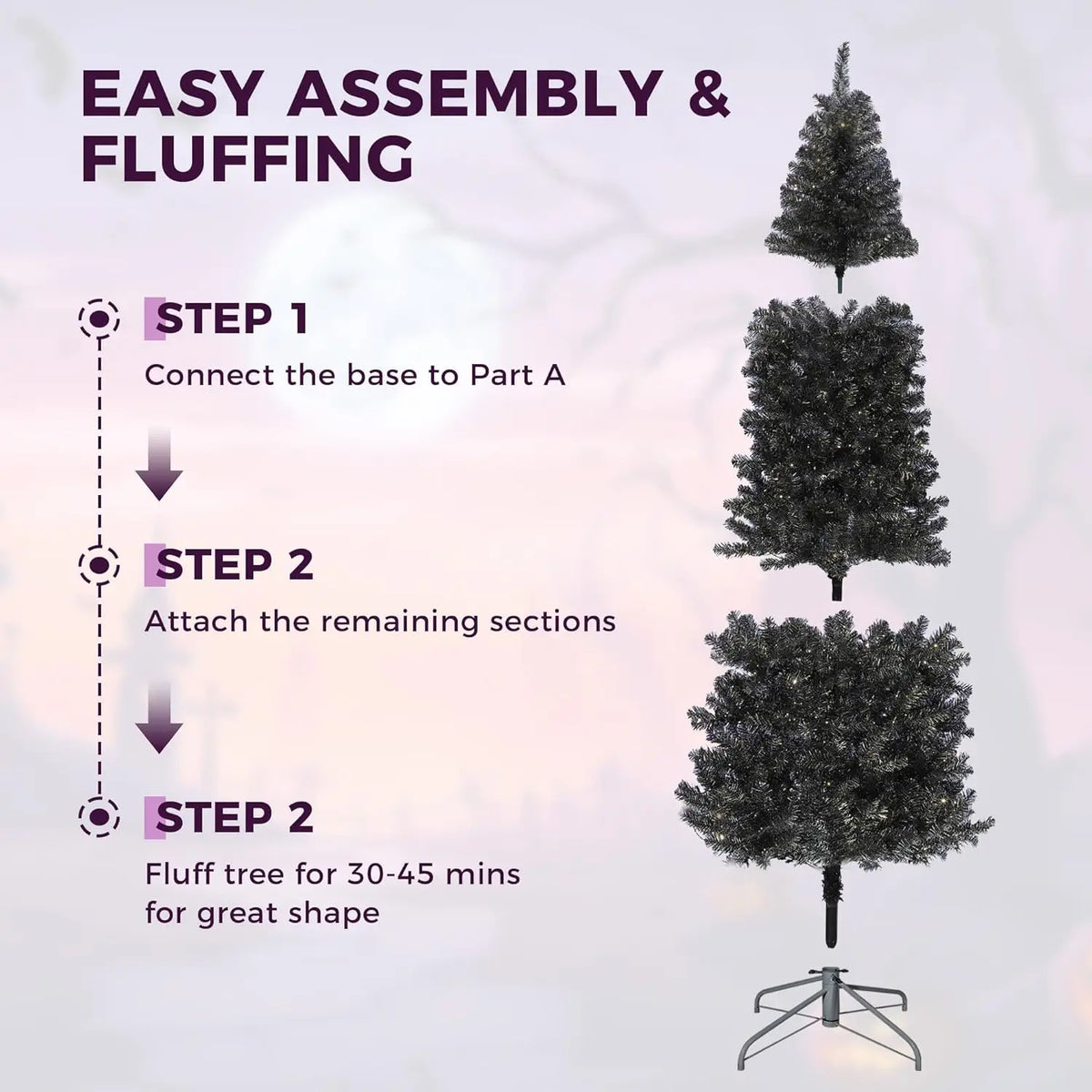 HiMISS Artificial Halloween Christmas Tree With Sturdy Metal Stand