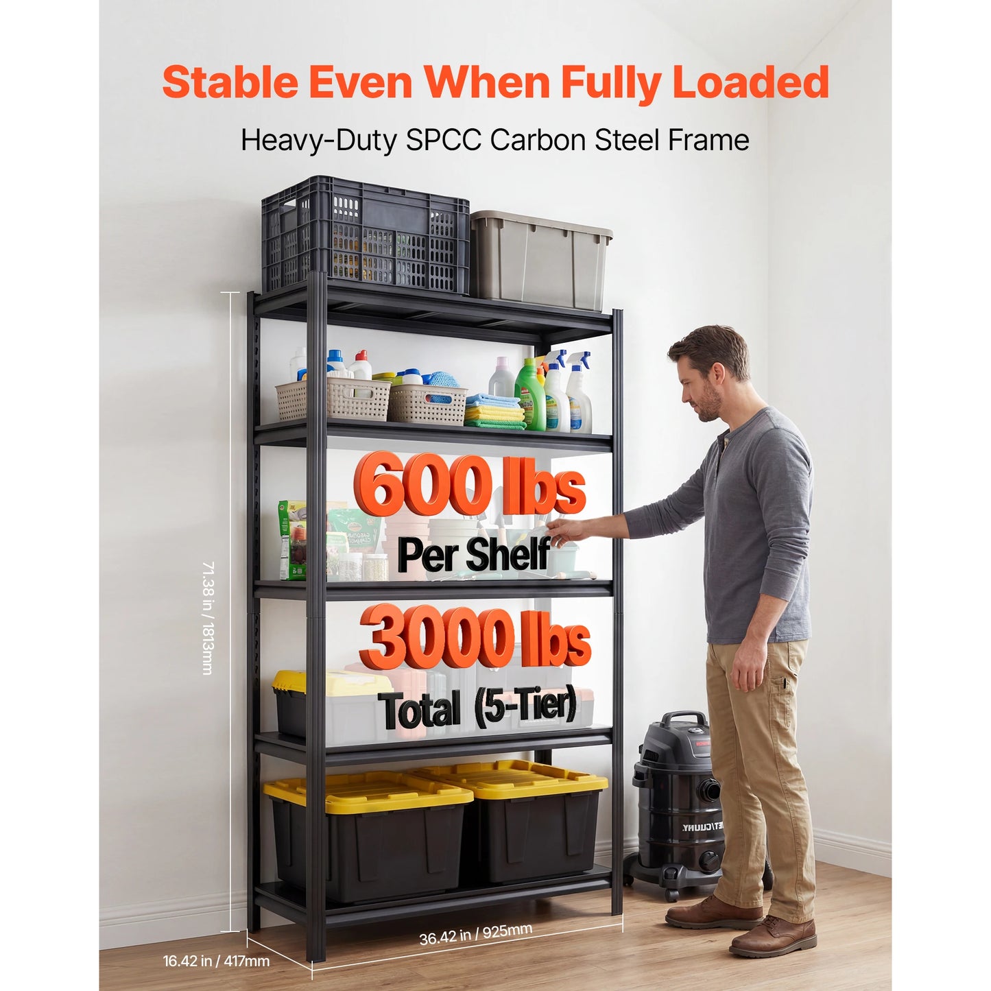 SucceBuy 4/5-Tier Adjustable Garage Storage Shelves Utility Rack