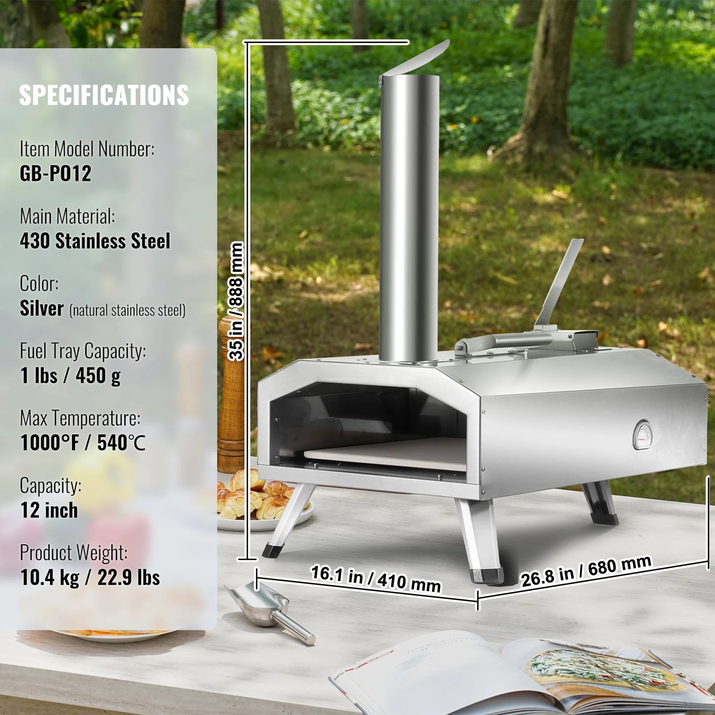 SucceBuy Portable Outdoor Oven Includes Pizza Stone Waterproof Cover