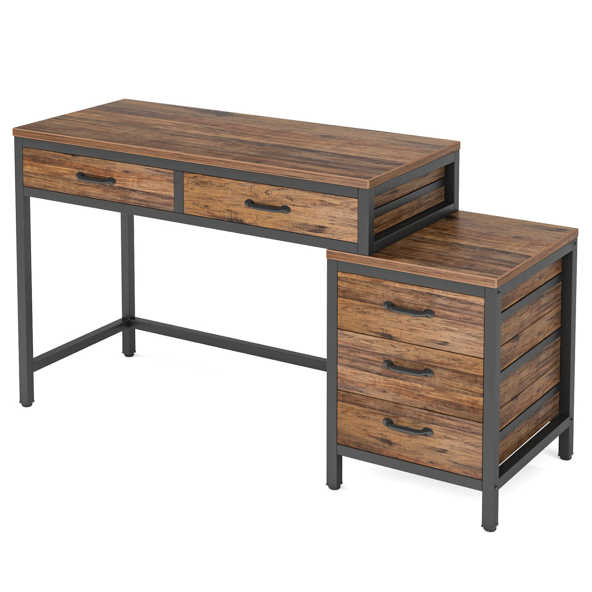 Tribesigns Computer Desk With Three Drawers Industrial Wood Workstation