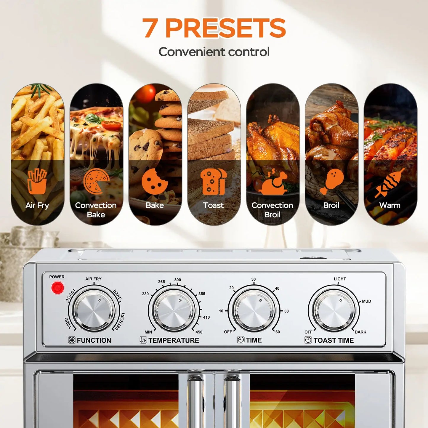 French Door Air Fryer Convection Toaster Oven 1700W Multifunction