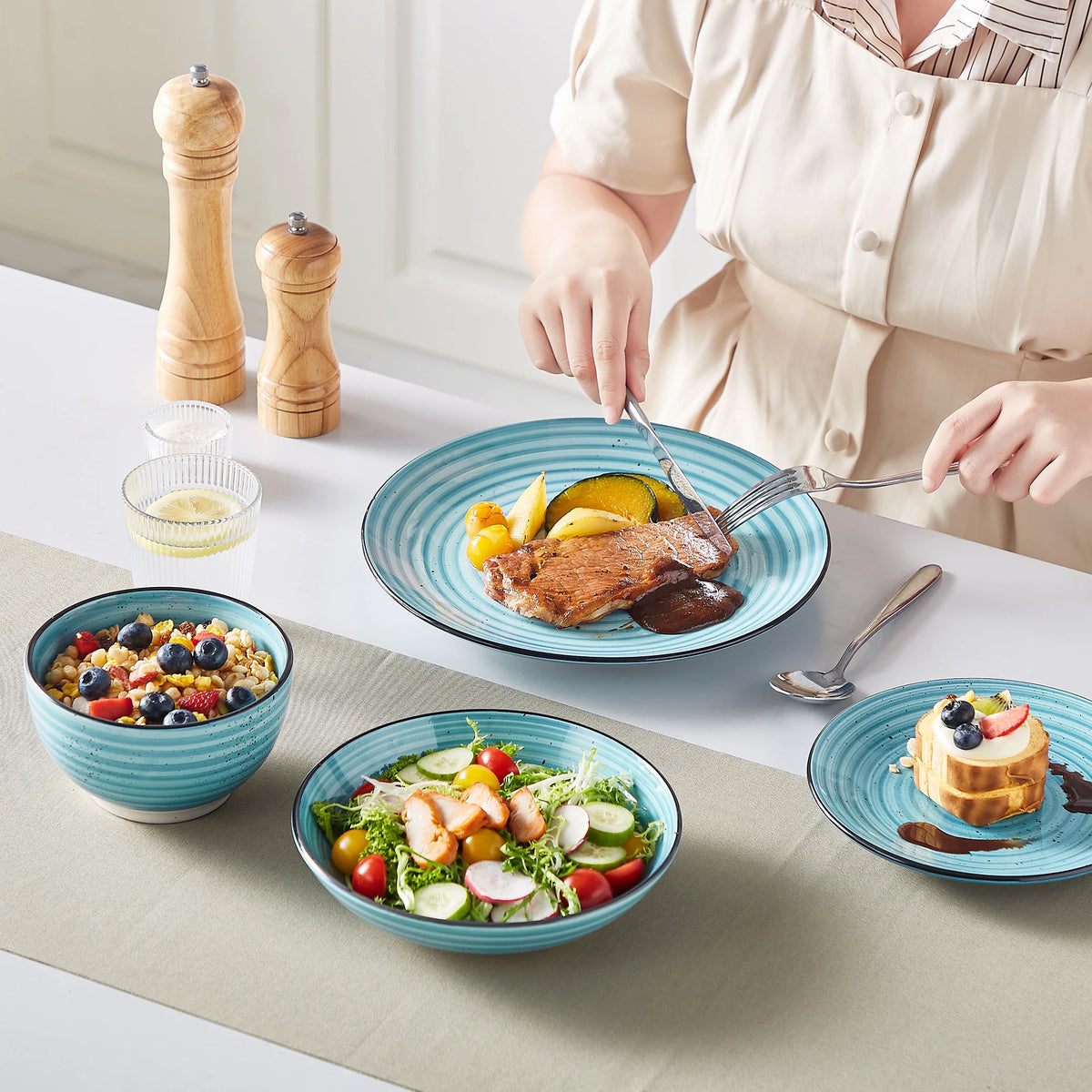 Vancasso Spiral Ceramic Dinner Set For Modern Table Setting