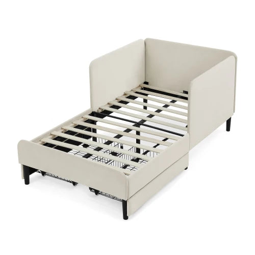 Upholstered Platform Bed Frame With Two Storage Drawers And Velvet Sofa Bed