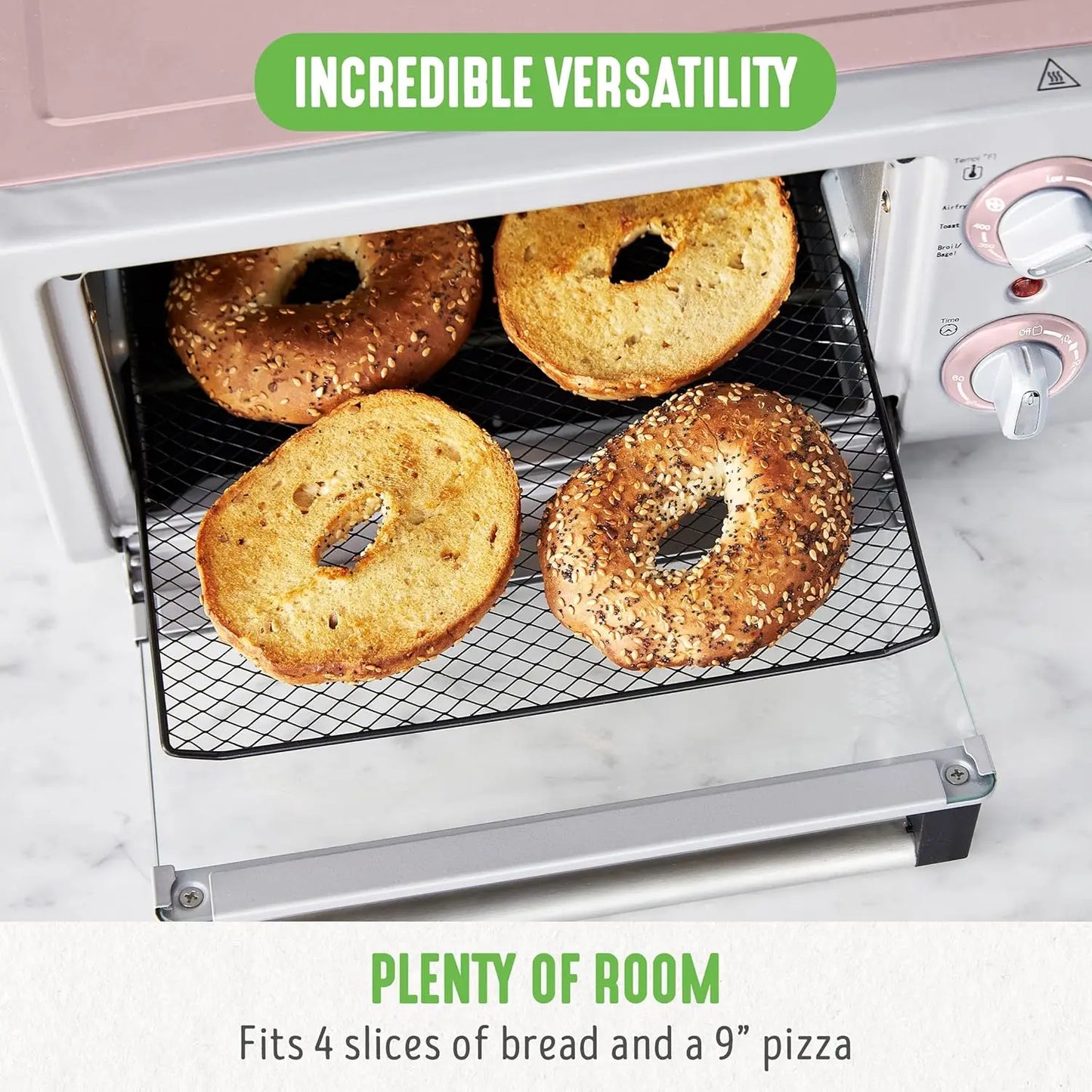XMSJ Countertop Toaster Oven Air Fryer Ceramic Nonstick PFAS Free