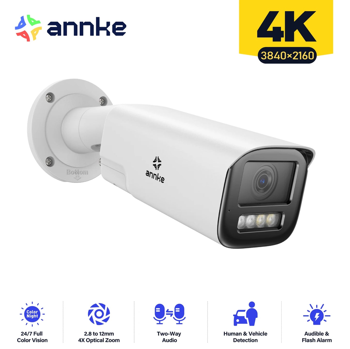 Annke 4K 8MP Varifocal IP Camera Dual Light Human Surveillance